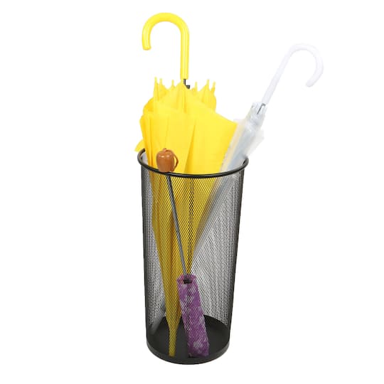 Mind Reader Black Metal Mesh Umbrella Holder Basket